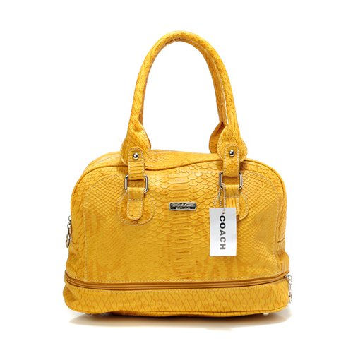 Coach Madison In Embossed Medium Yellow Satchels DFG - Click Image to Close